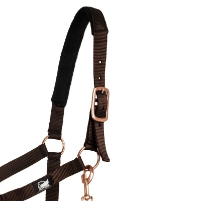 Cabe&#x00E7;&#x00E3;o&#x20;de&#x20;Nylon&#x20;com&#x20;Linha&#x20;ROSE&#x20;GOLD&#x20;-&#x20;Castanho