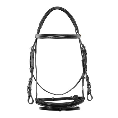 Cabe&#x00E7;ada&#x20;inglesa&#x20;de&#x20;salto&#x20;em&#x20;couro&#x20;-&#x20;Preto