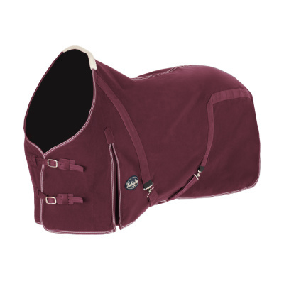 Capa para cavalo bordeaux com interior branco e fivelas