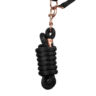 Cabe&#x00E7;&#x00E3;o&#x20;de&#x20;Nylon&#x20;com&#x20;Linha&#x20;ROSE&#x20;GOLD&#x20;-&#x20;Preto