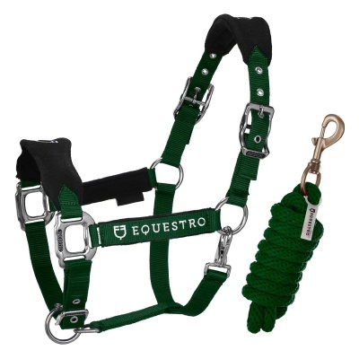 Cabresto para cavalo verde com corda de guia verde EQUESTRO