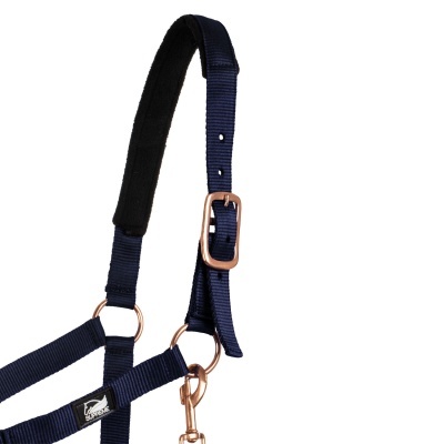 Cabe&#x00E7;&#x00E3;o&#x20;de&#x20;Nylon&#x20;com&#x20;Linha&#x20;ROSE&#x20;GOLD&#x20;-&#x20;Azul