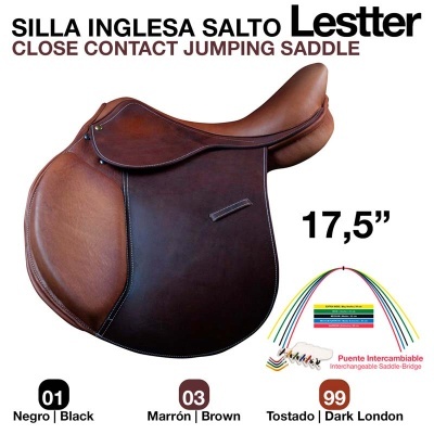 Sela de salto inglesa Lesstter castanha com ponte intercambiável 17,5