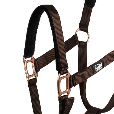 Cabe&#x00E7;&#x00E3;o&#x20;de&#x20;Nylon&#x20;com&#x20;Linha&#x20;ROSE&#x20;GOLD&#x20;-&#x20;Castanho