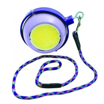 Corrector UV redondo azul com centro amarelo e corda colorida