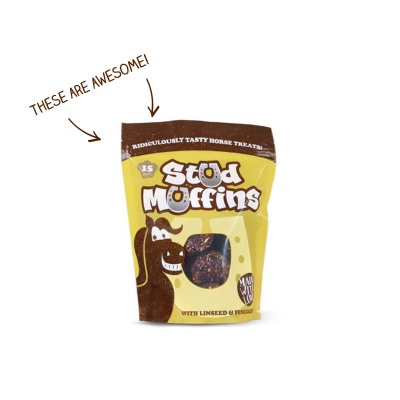 Saco de guloseimas Stud Muffins para cavalos com janela transparente e desenho de cavalo