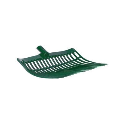 Ancinho verde de plástico para jardim com dentes largos