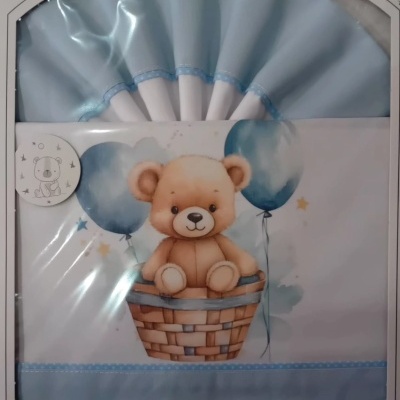 Conjunto de têxteis para bebé com ursinho e balões azuis
