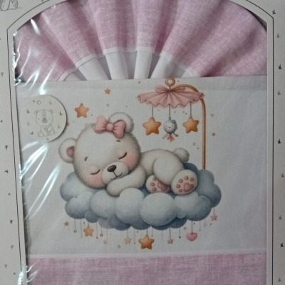 Jogo de cama para bebé com urso a dormir numa nuvem e estrelas