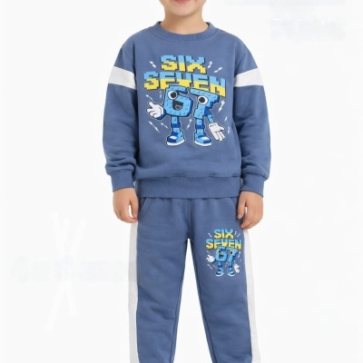 Conjunto infantil azul com estampado PIX SEVEN