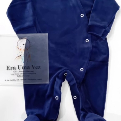 Macacão azul escuro para bebé com botões de pressão