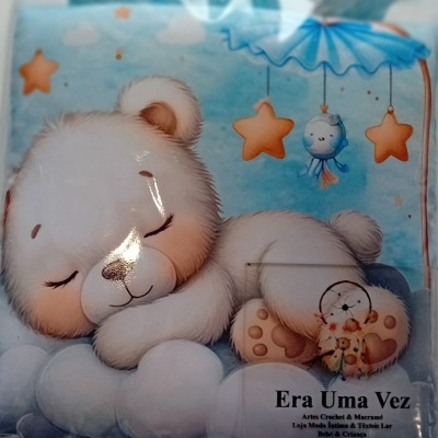 Pacote com imagem de urso branco dormindo e texto Era Uma Vez