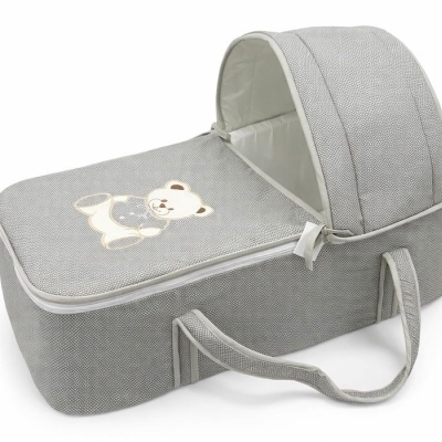 cesto de transporte para bebé cinzento com urso estampado