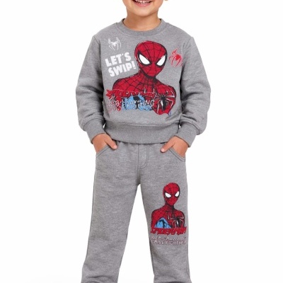 Conjunto infantil cinza do Homem-Aranha com estampas vermelhas e azuis