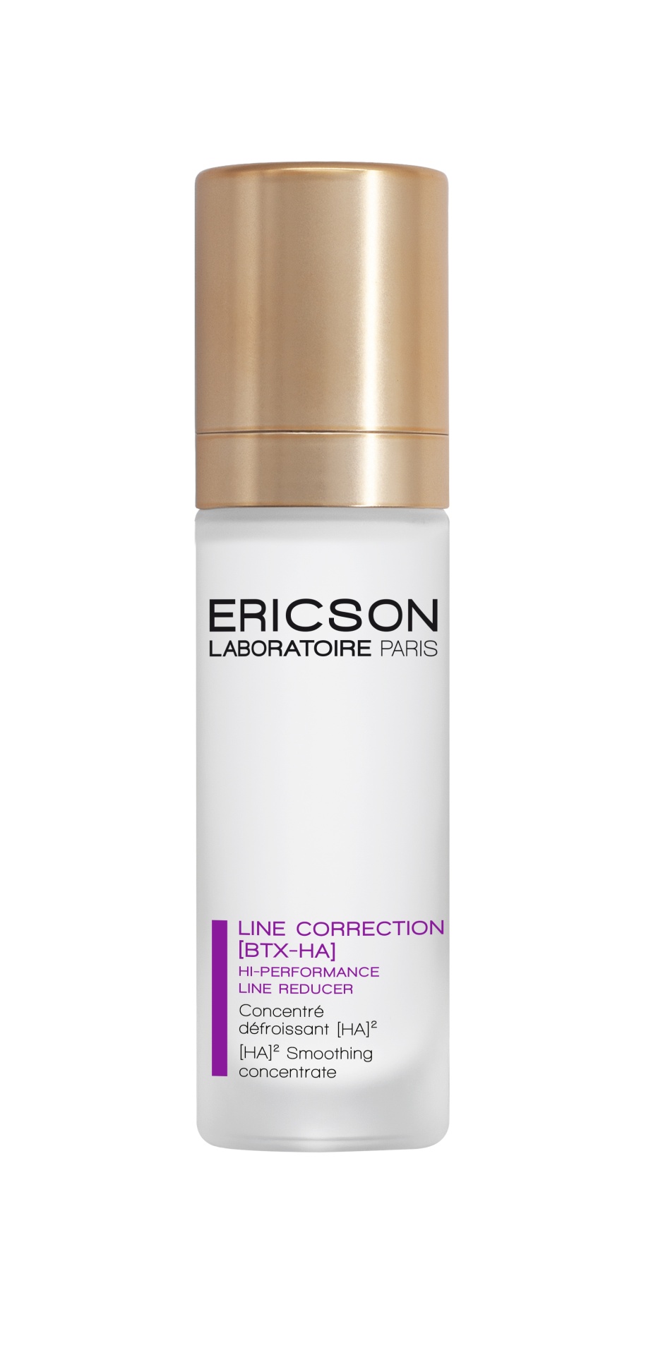 Frasco branco com tampa dourada de produto cosmético Ericson Laboratoire Paris