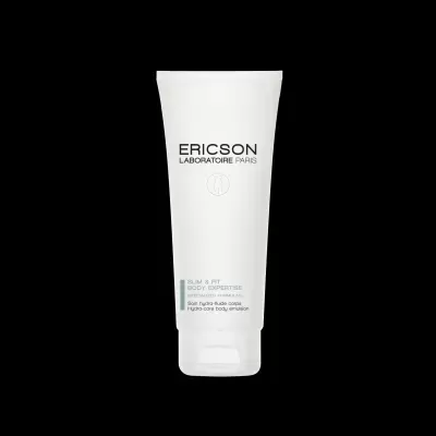 Frasco branco de plástico com tampa contendo produto para corpo ERICSON LABORATOIRE PARIS