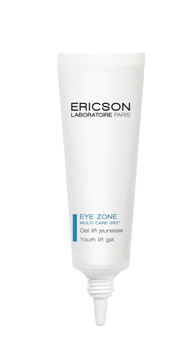 Frasco branco de creme facial da Ericson Laboratoire Paris para cuidado da zona dos olhos.