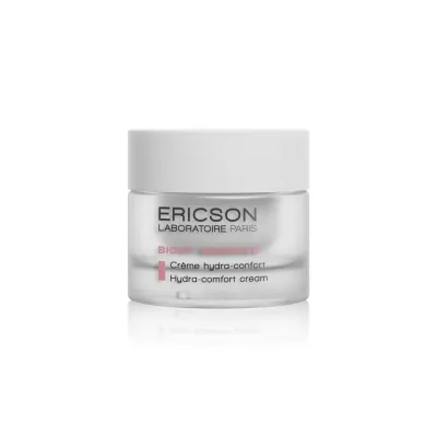 Frasco de creme hidratante Ericson Laboratoire Paris com tampa branca