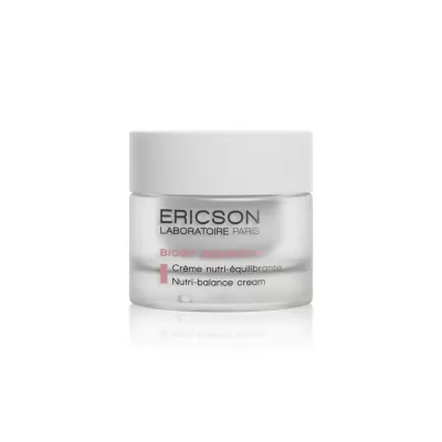 Frasco de vidro fosco com tampa branca contendo creme facial da marca ERICSON LABORATOIRE PARIS
