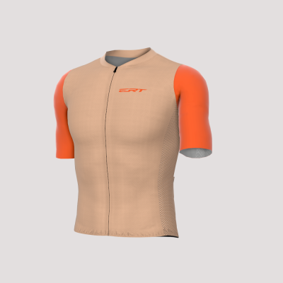 Camisola ciclismo laranja claro e vivo com fecho e logótipo SRT