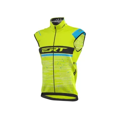 Camisola ciclismo amarela fluorescente sem mangas com fecho frontal e estampa ESRT