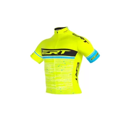 Camisola de ciclismo amarela com logótipo ERT em preto e branco