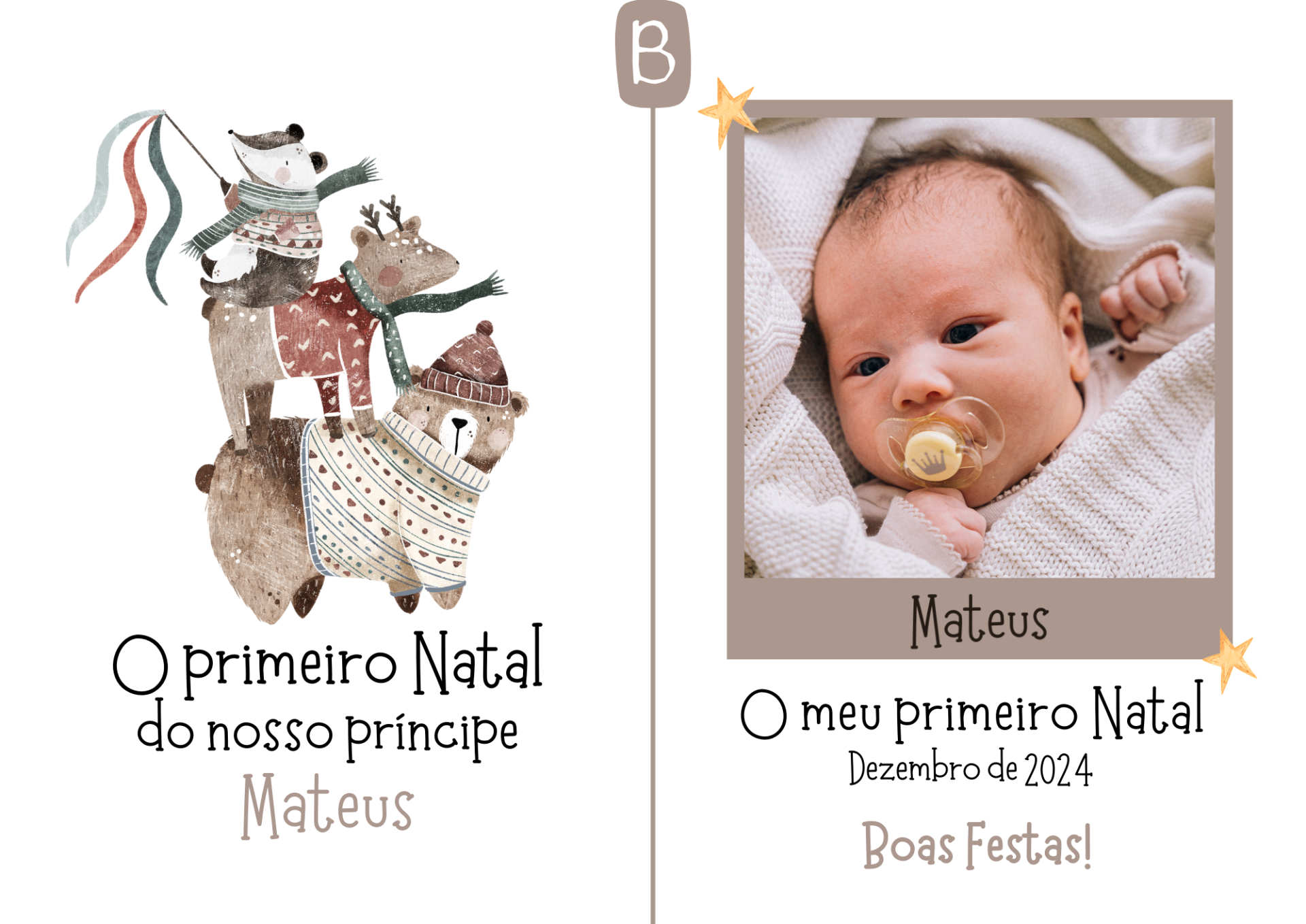 Postal: "O primeiro Natal do nosso príncipe / da nossa princesa..." Postal: "O primeiro Natal do nosso príncipe / da nossa princesa..."