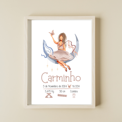 "Uma bailarina e uma borboleta, juntas ao luar"