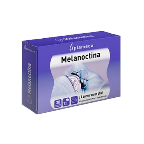 Melanoctina - 30 Comprimidos Sublinguais Plameca Caixa de comprimidos Melanoctina azul da Plameca com imagem de despertador