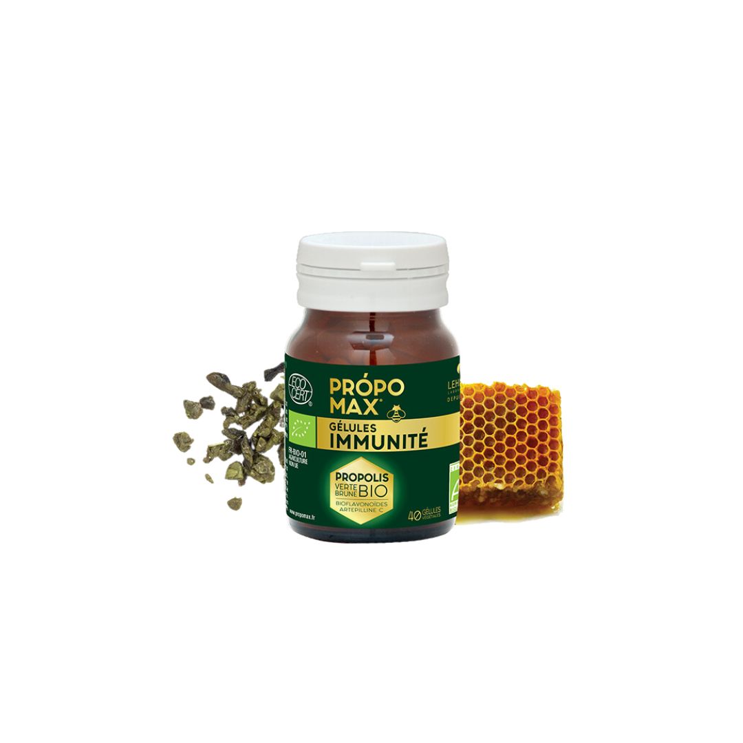 Própomax 40 Cápsulas frasco de suplemento alimentar PRÓPO MAX com própolis e favo de mel