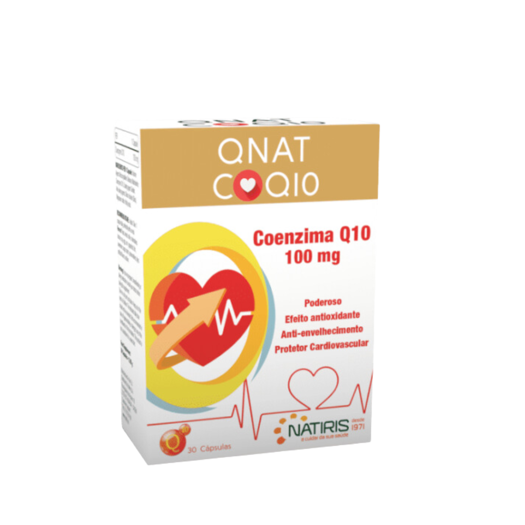 Qnat Coq10 30 capsulas Natiris Embalagem de suplemento QNAT COQ10, Coenzima Q10 100 mg, 30 cápsulas