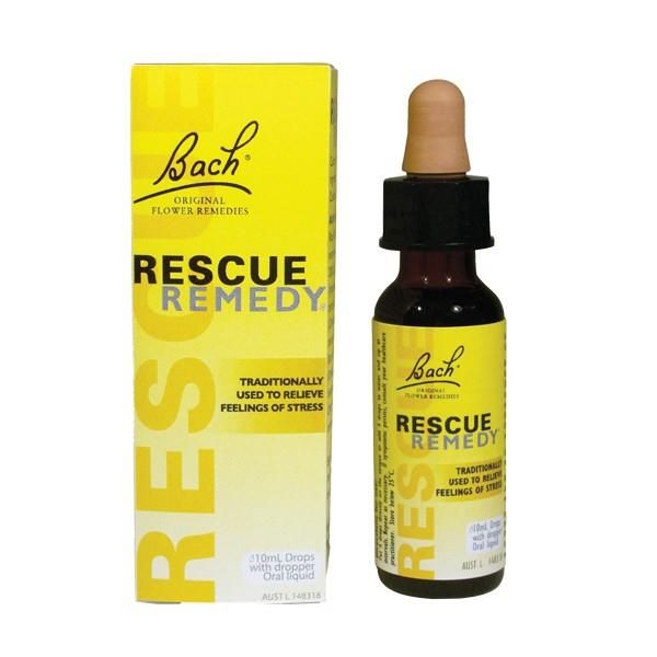 Rescue Remedy 10ml Floral Bach Frasco e caixa amarelos do produto Bach Rescue Remedy com texto preto