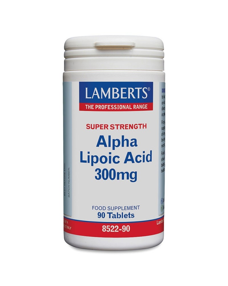 Ácido Alfa Lipoico 300 Mg. 90 Comprimidos Lamberts Frasco branco de suplemento Alpha Lipoic Acid 300mg da Lamberts