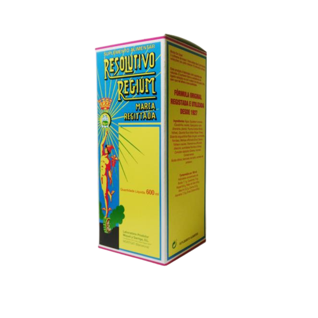 Resolutivo Regium 600ml Caixa colorida de suplemento alimentar Resolutivo Regium