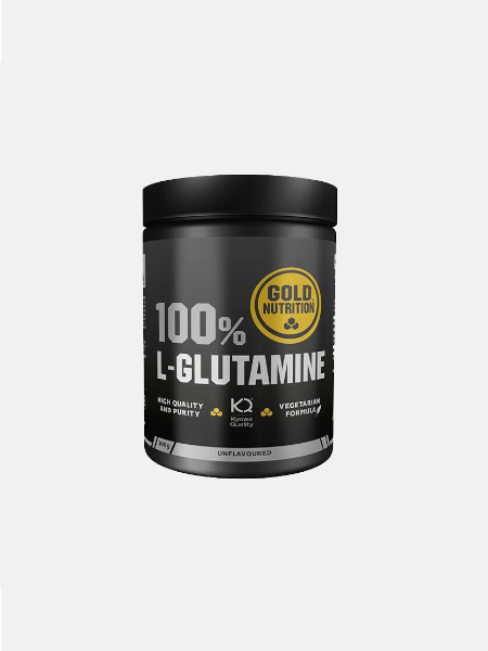 100% L-Glutamine - 300g Gold Nutrition Embalagem preta de suplemento alimentar GOLD NUTRITION 100% L-GLUTAMINE