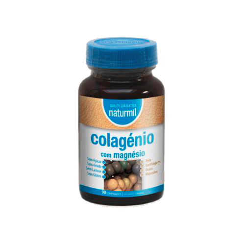 Colagénio com Magnésio 90 Comprimidos Naturmil Frasco de suplemento colagénio com magnésio Naturmil