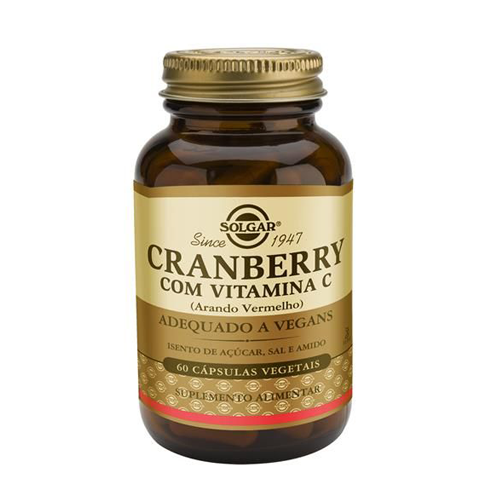 Cranberry whith vitamin C 60cap Solgar Frasco de suplemento Solgar Cranberry com Vitamina C, 60 cápsulas vegetais.