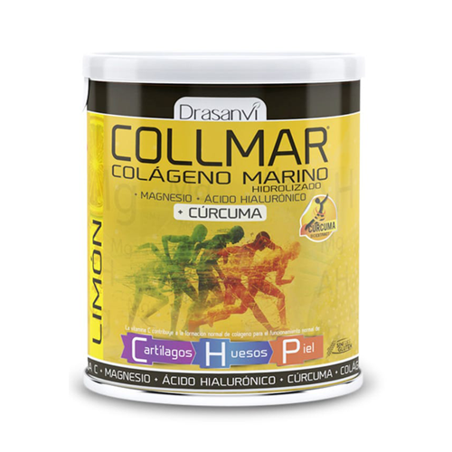 Collmar Colagénio Magnésio Cúrcuma - Limão 300g Drasanvi Embalagem de suplemento Drasanvi Collmar Colágeno Marino Hidrolisado sabor limão