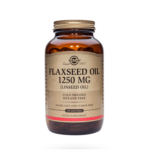 Flaxseed Oil 1250 mg 100 Cápsulas Frasco de suplemento de óleo de linhaça Solgar 1250 mg com 100 cápsulas