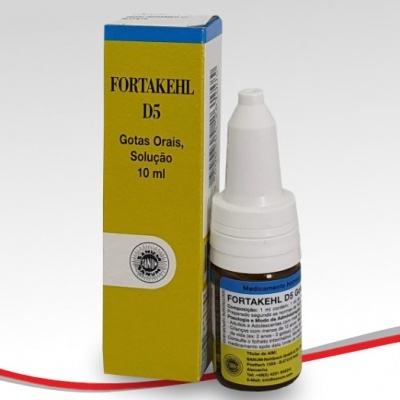 Frasco e embalagem de gotas orais Fortakehl D5 10 ml