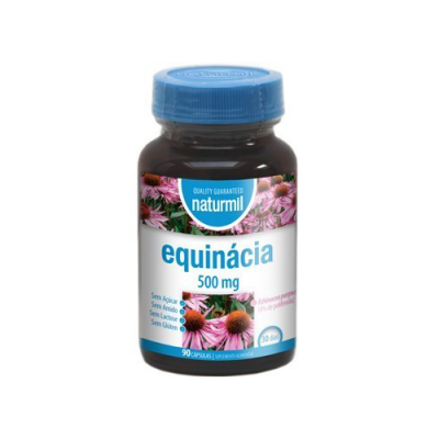Frasco de cápsulas de equinácia 500 mg da Naturmil com tampa azul