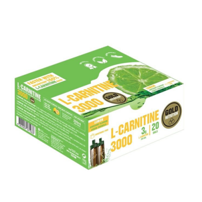 Caixa de suplemento L-CARNITINE 3000 sabor limão da Gold Nutrition com 20 unidoses