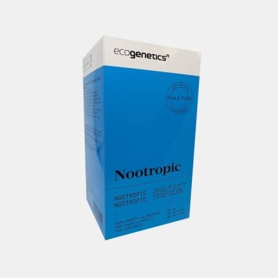 Embalagem azul e branca de suplemento Nootropic da ecogenetics