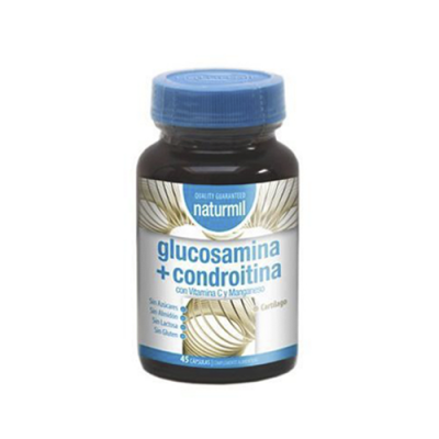Frasco de suplemento glucosamina + condroitina naturmil com tampa azul