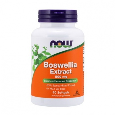 Frasco de suplemento Boswellia Extract 500 mg da marca NOW
