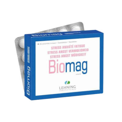Caixa de comprimidos BiOMAG da Lehning Laboratories com blister prateado