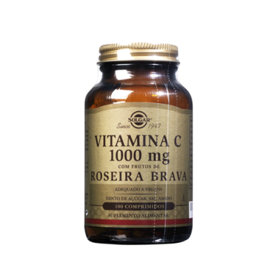 Frasco de vidro castanho com rótulo amarelo e tampa dourada