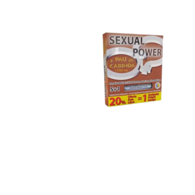 Suplemento natural Sexual Power Pau de Cabinda 1500 MG em embalagem laranja e branco