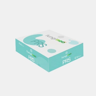 Caixa verde e branca design minimalista com texto fungineo PRS e #30