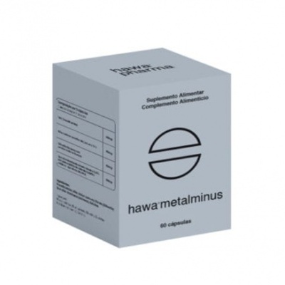 Embalagem cinza clara de suplemento alimentar hama metalminus com texto preto